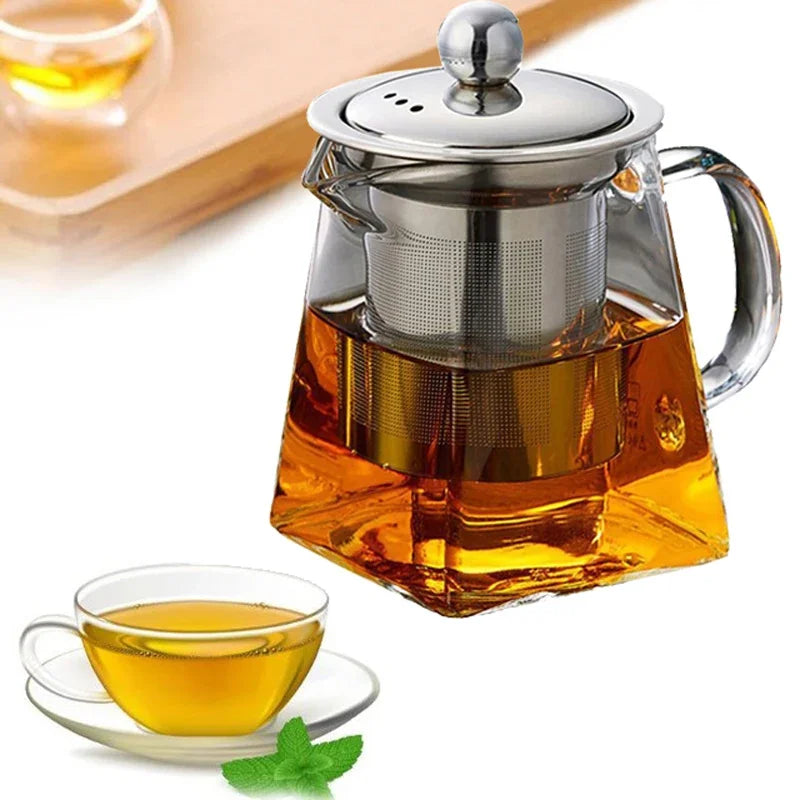 Bule de Vidro Resistente ao Calor com Infusor de Aço Inoxidável